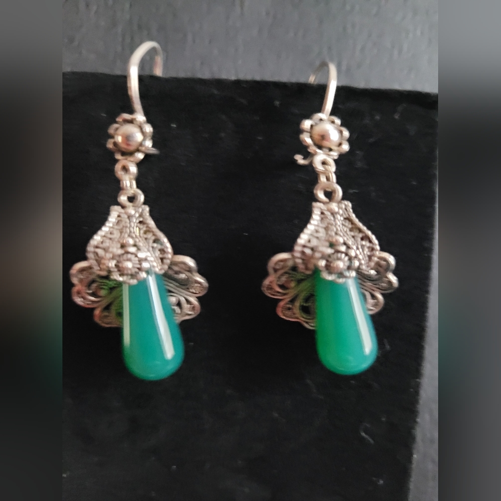 Sterling Silver and Agate Earrings